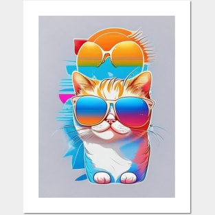 cool summer cat Posters and Art